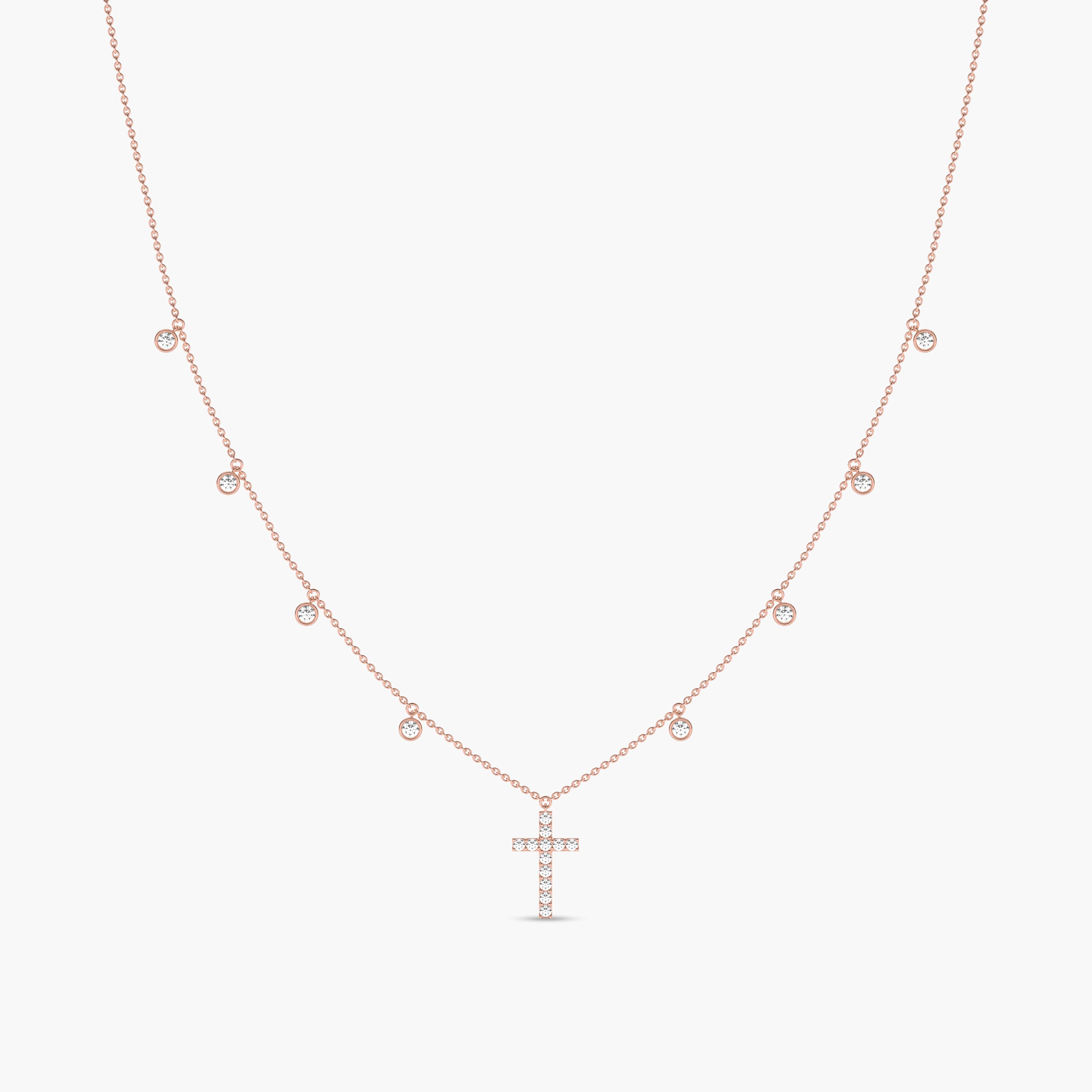 rose gold diamond cross necklace