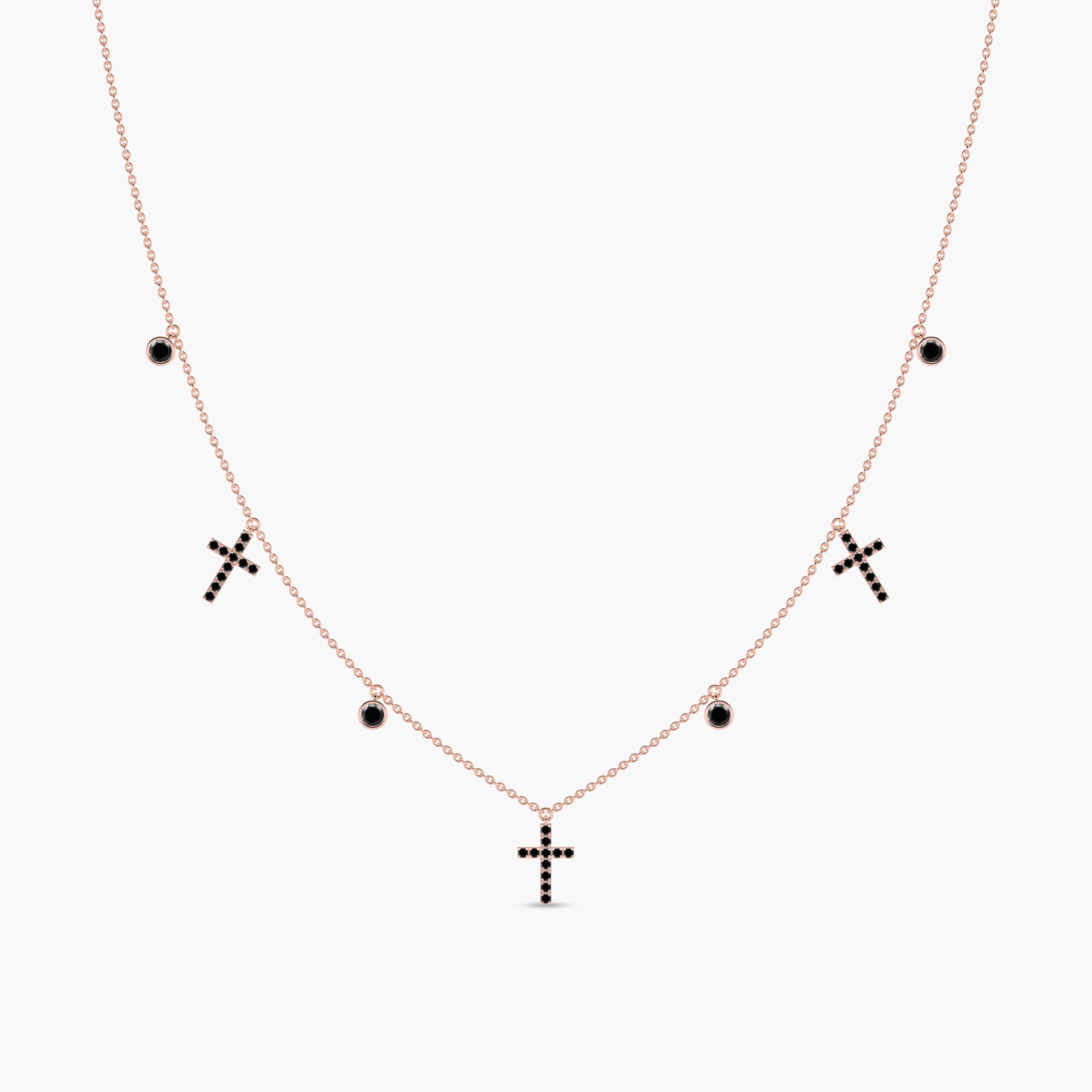 cross necklace with black diamonds