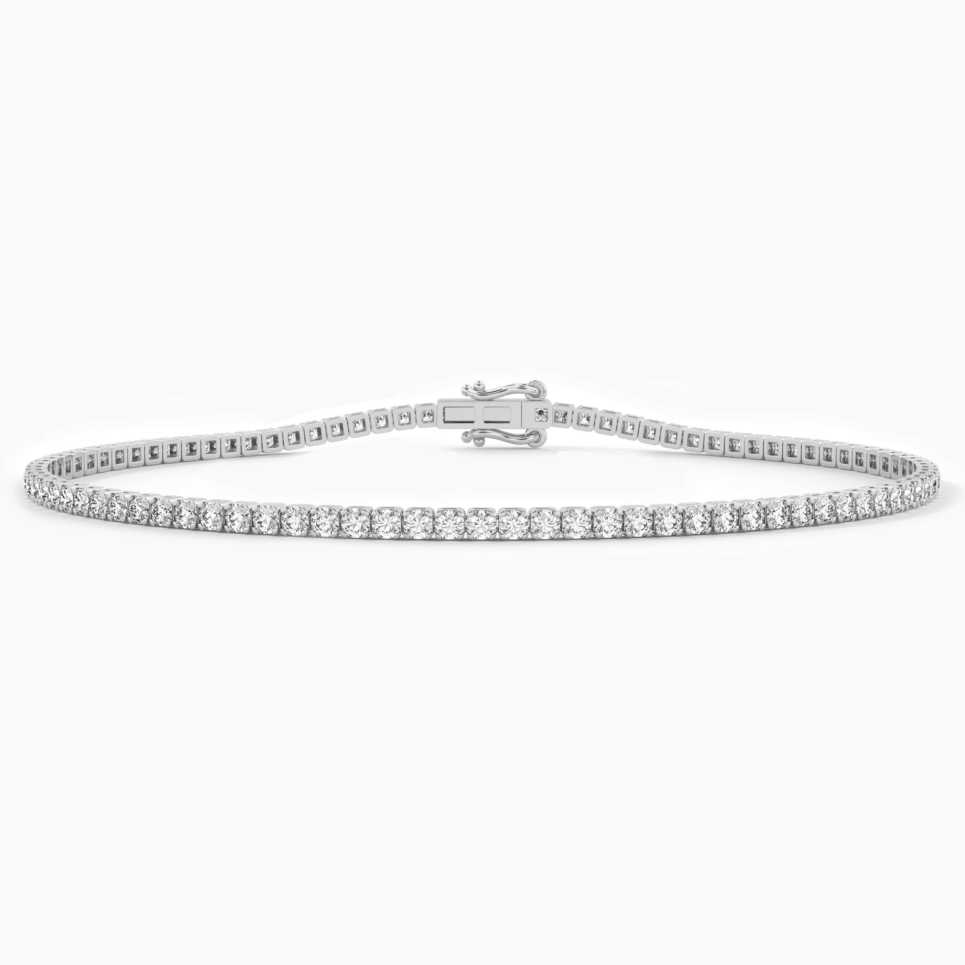 white gold round cut lab grown diamond tennis bracelet