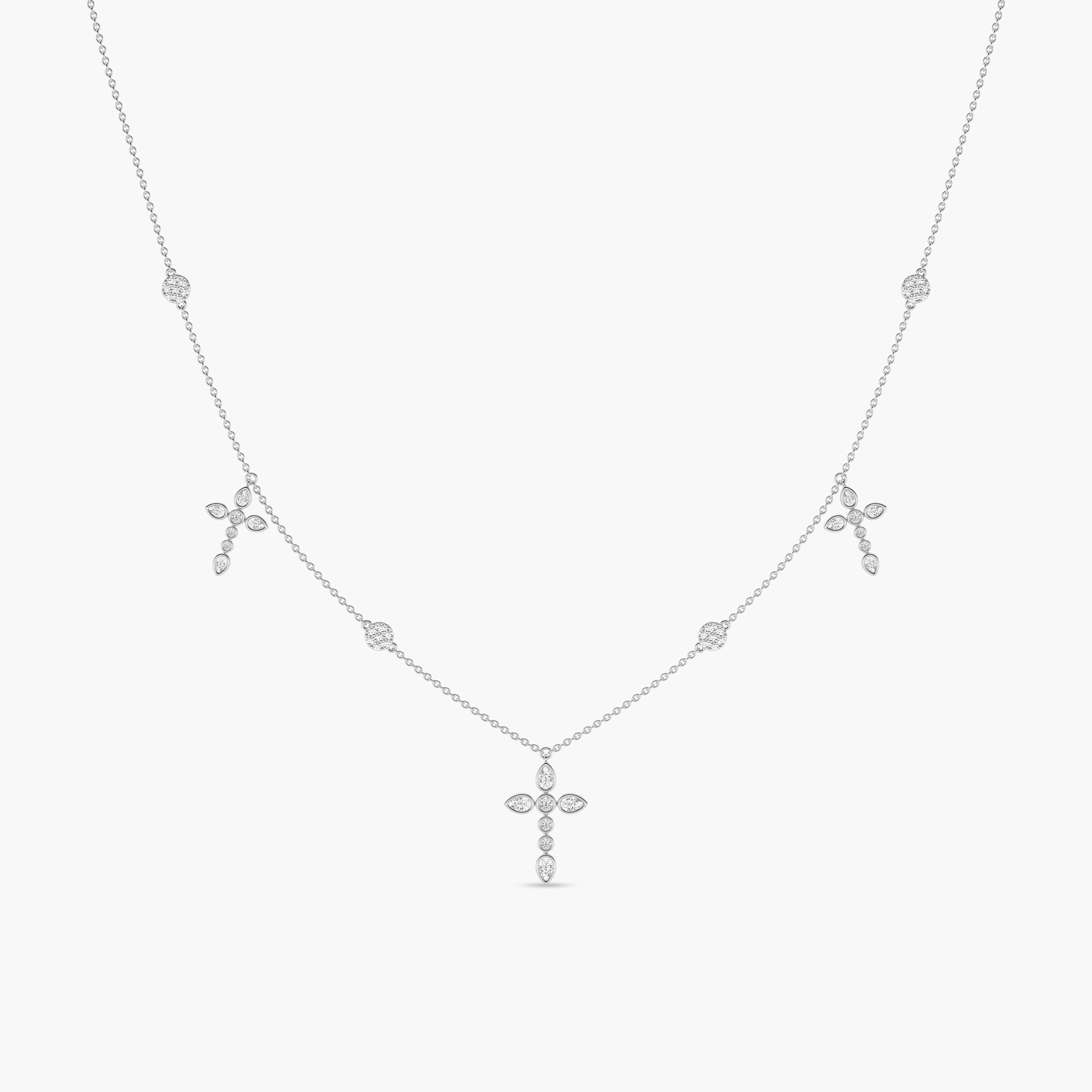 white gold diamond cross necklace 