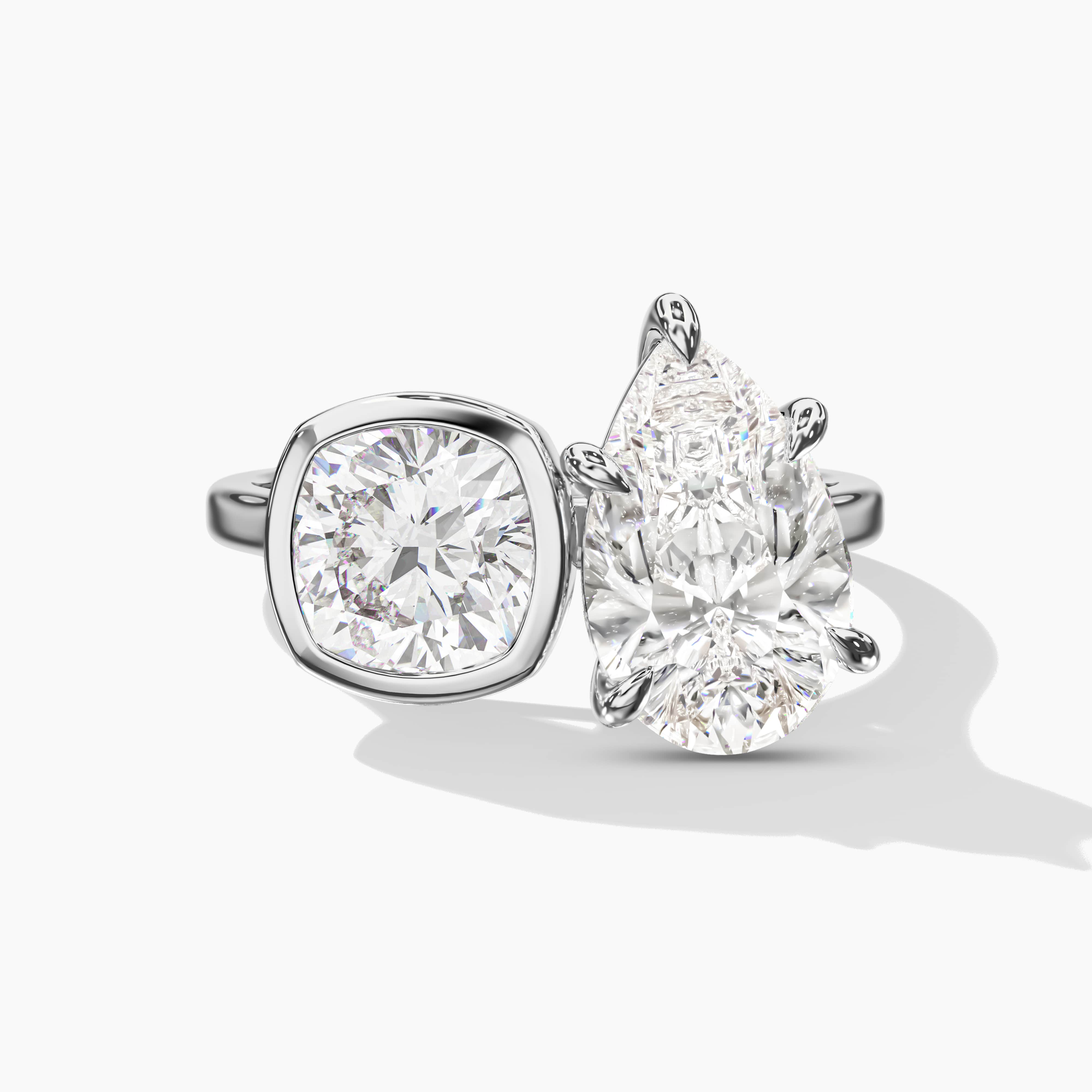 Silver Toi et Moi Ring Cushion and Pear