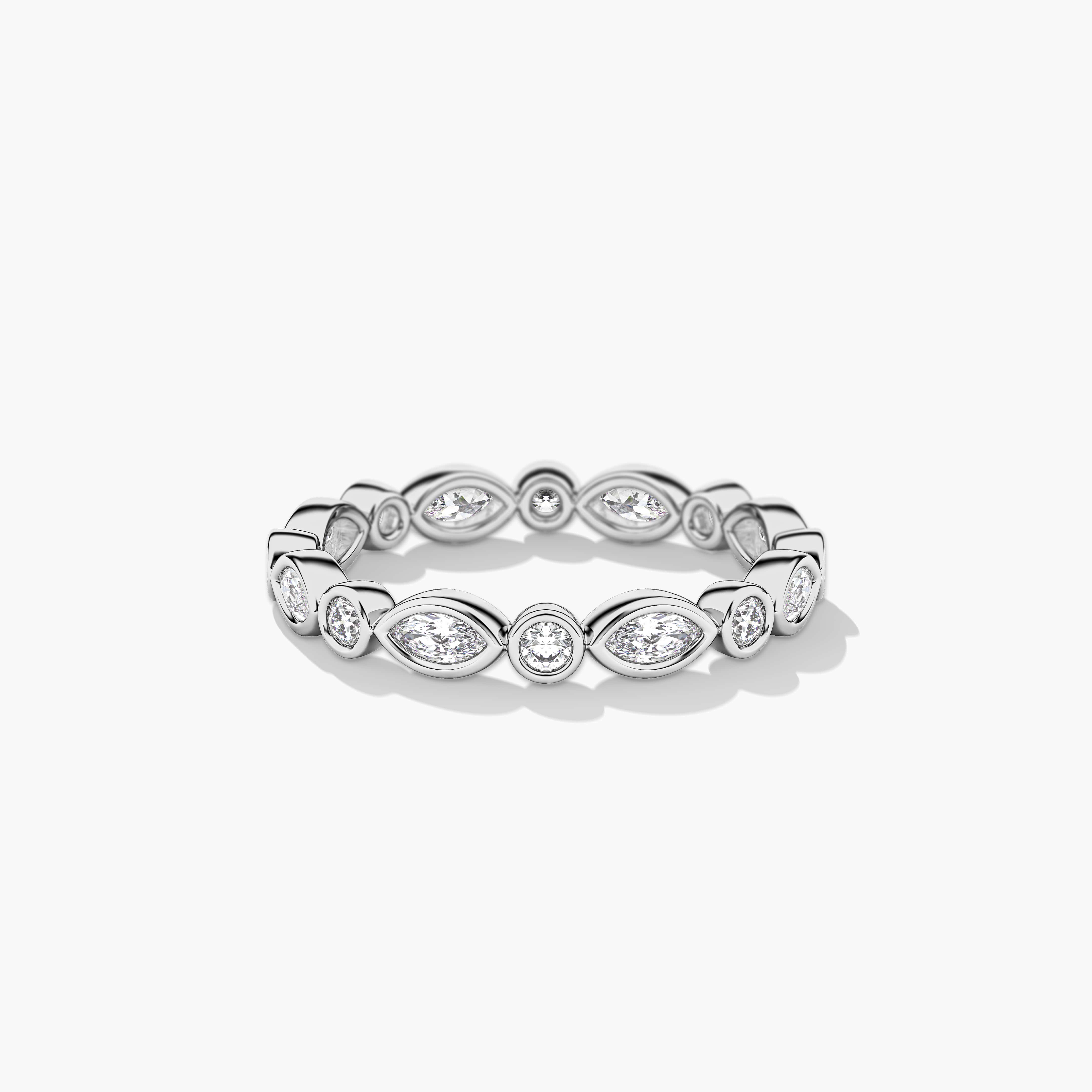 Round Marquise Diamond Wedding Band
