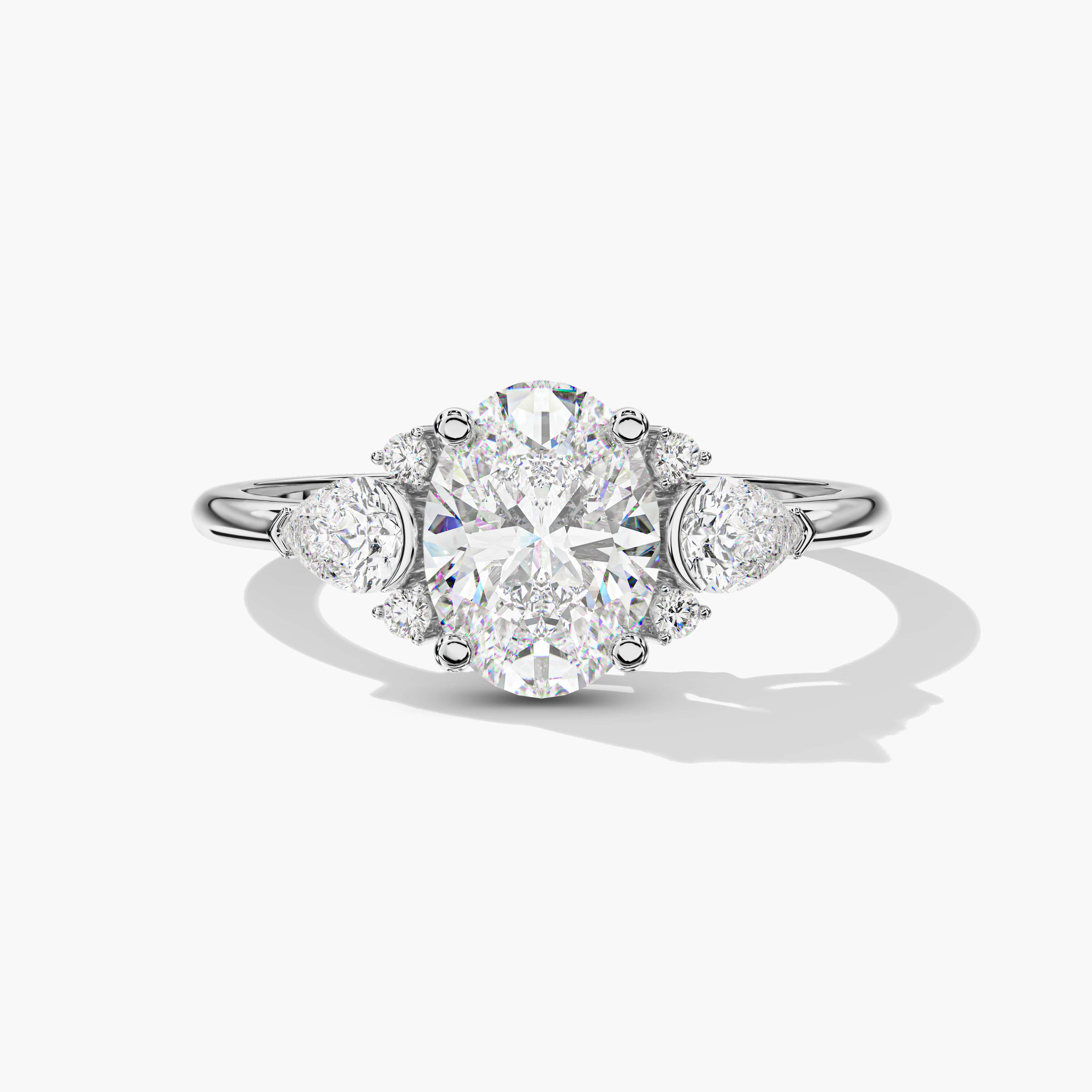 Oval Cluster Diamond Engagement Ring