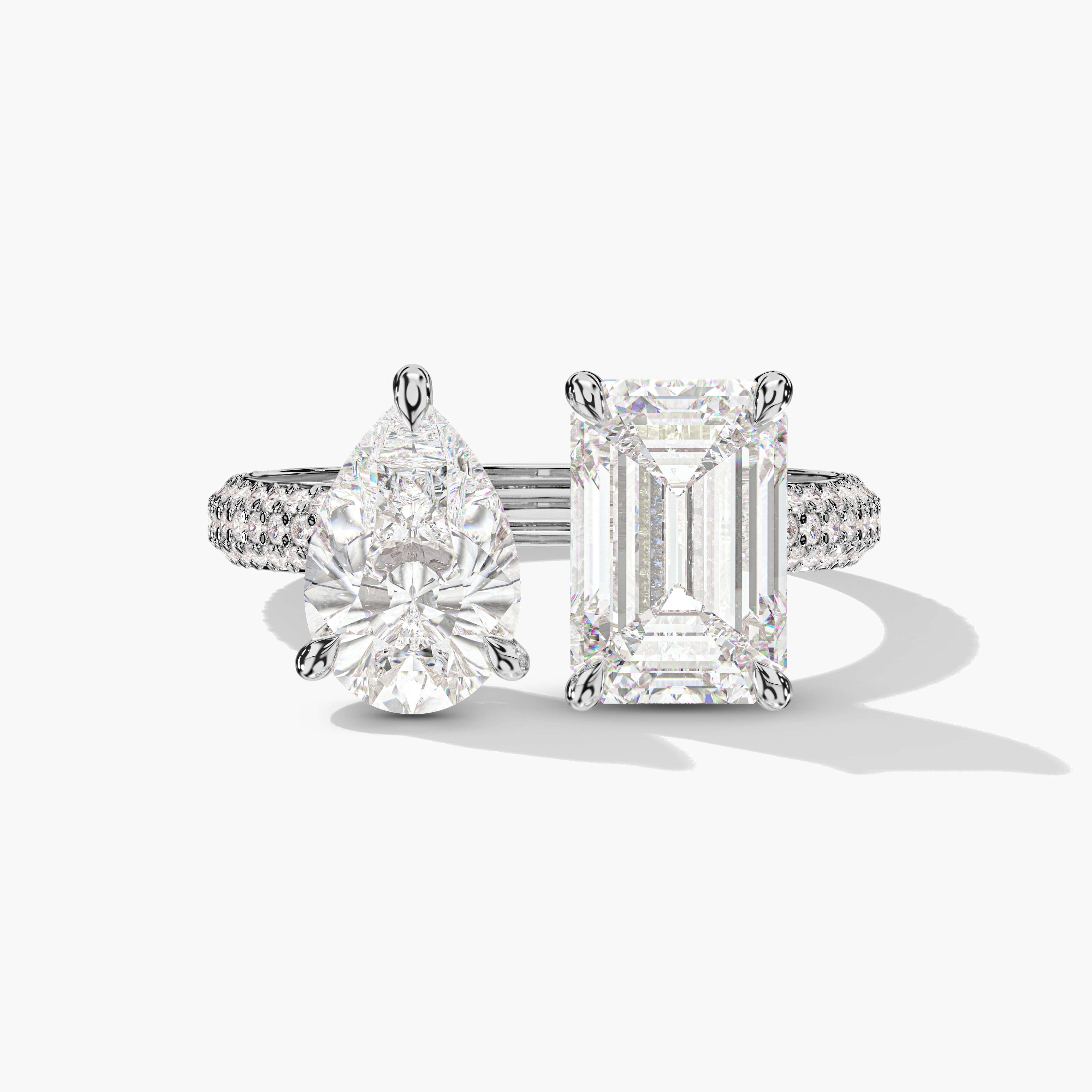 Sterling Silver Toi et Moi Egagement Ring