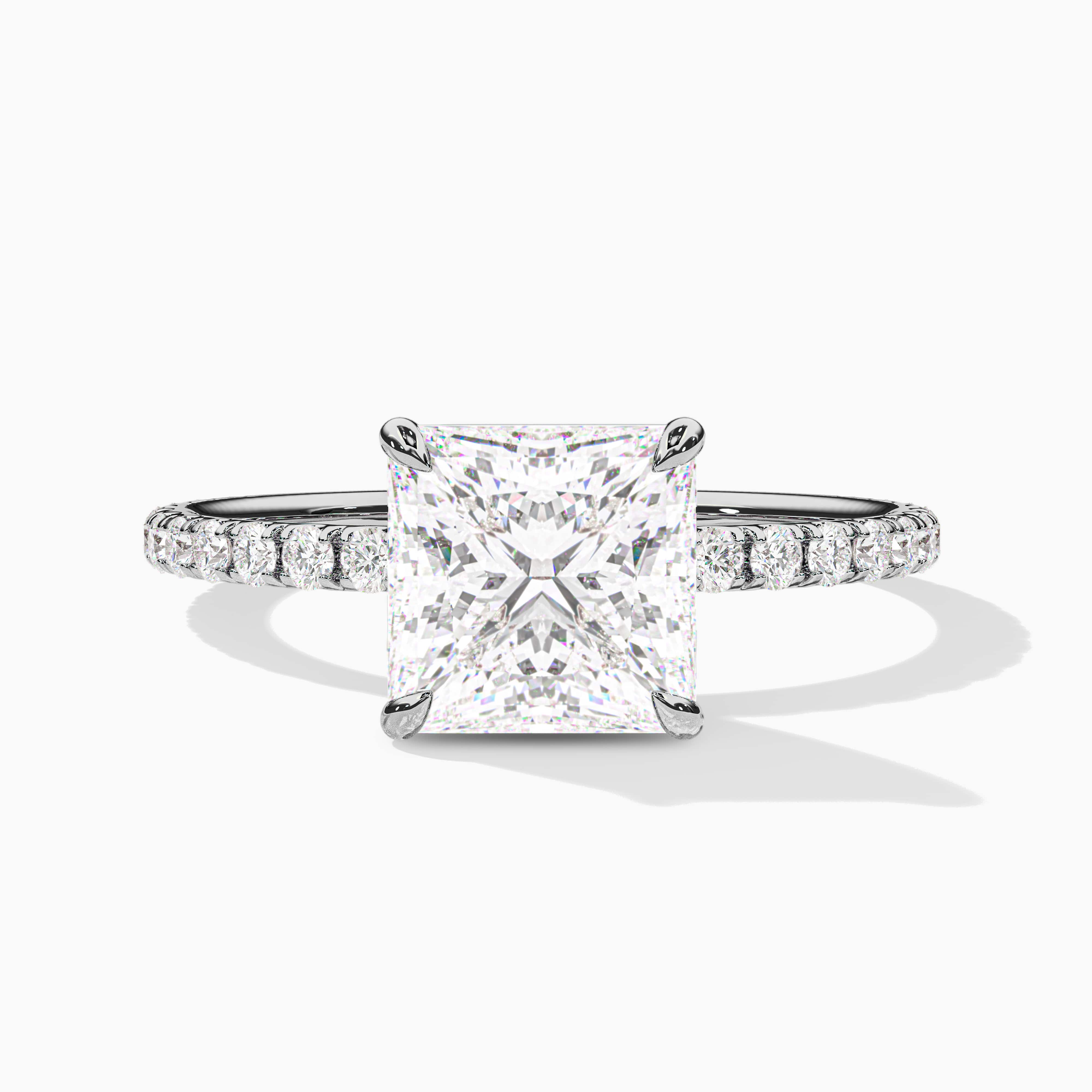Princess Cut Side Stone Engagement Ring
