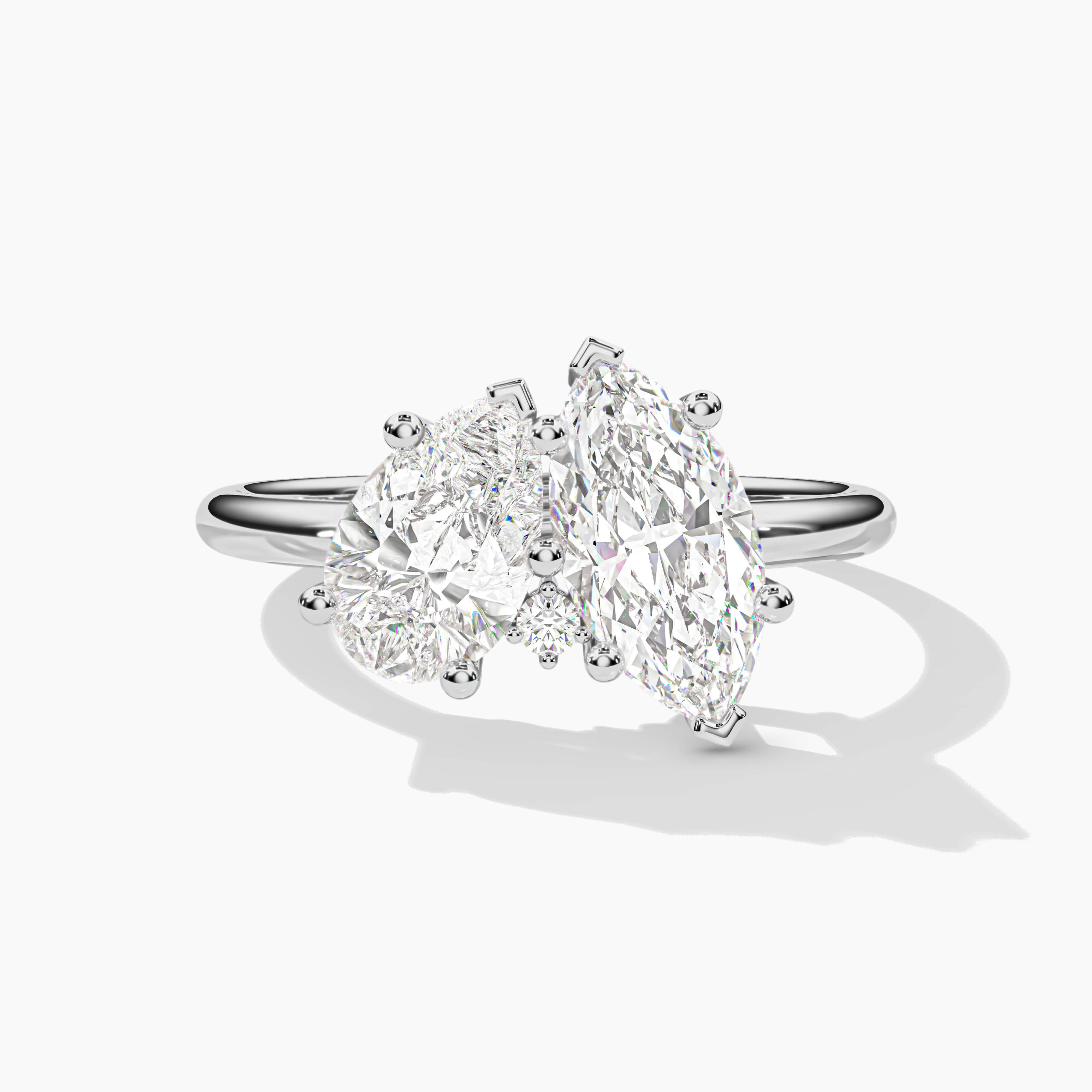Pear and Marquise Sterling Silver Engagement Ring