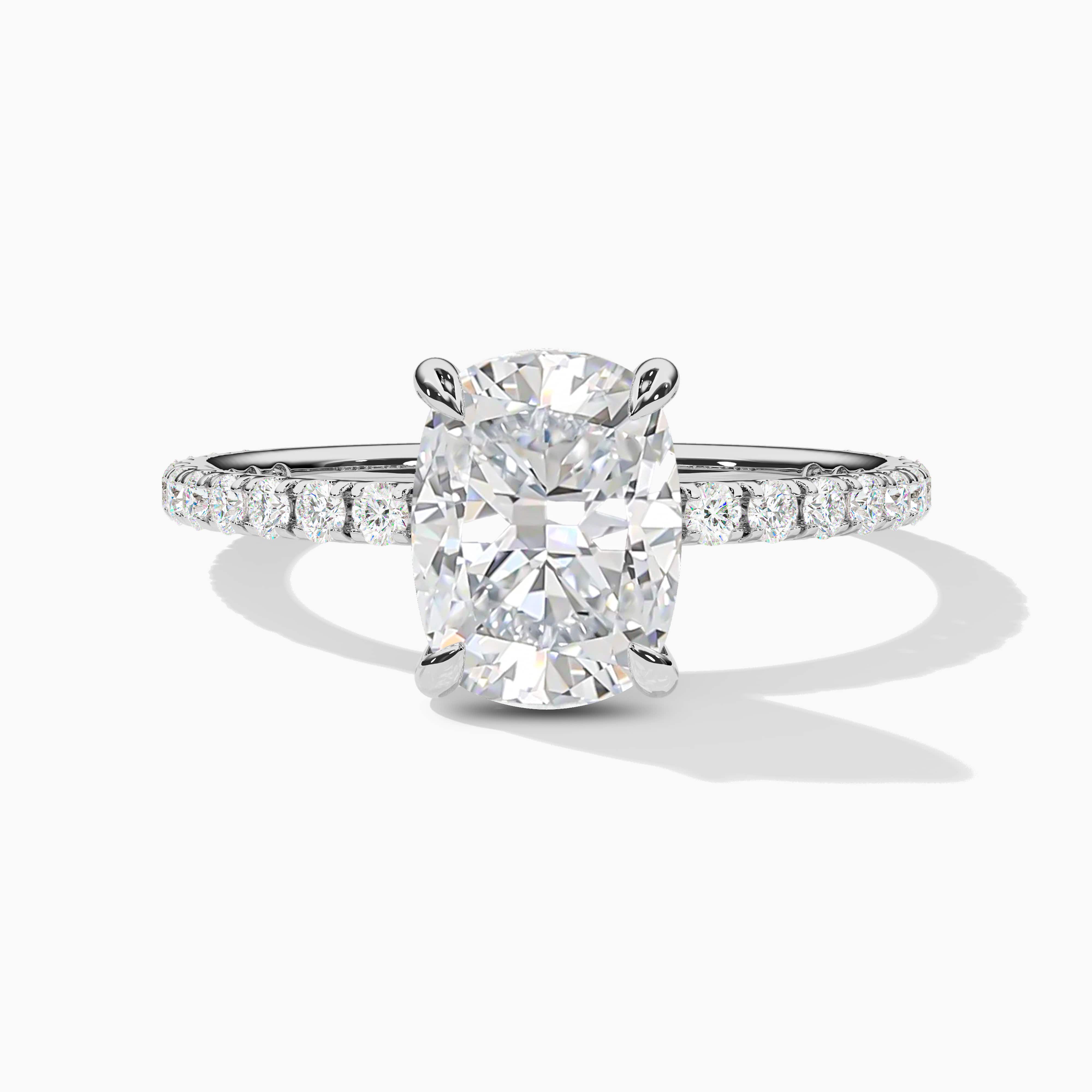 Elongated Cushion Engagement Ring Silver