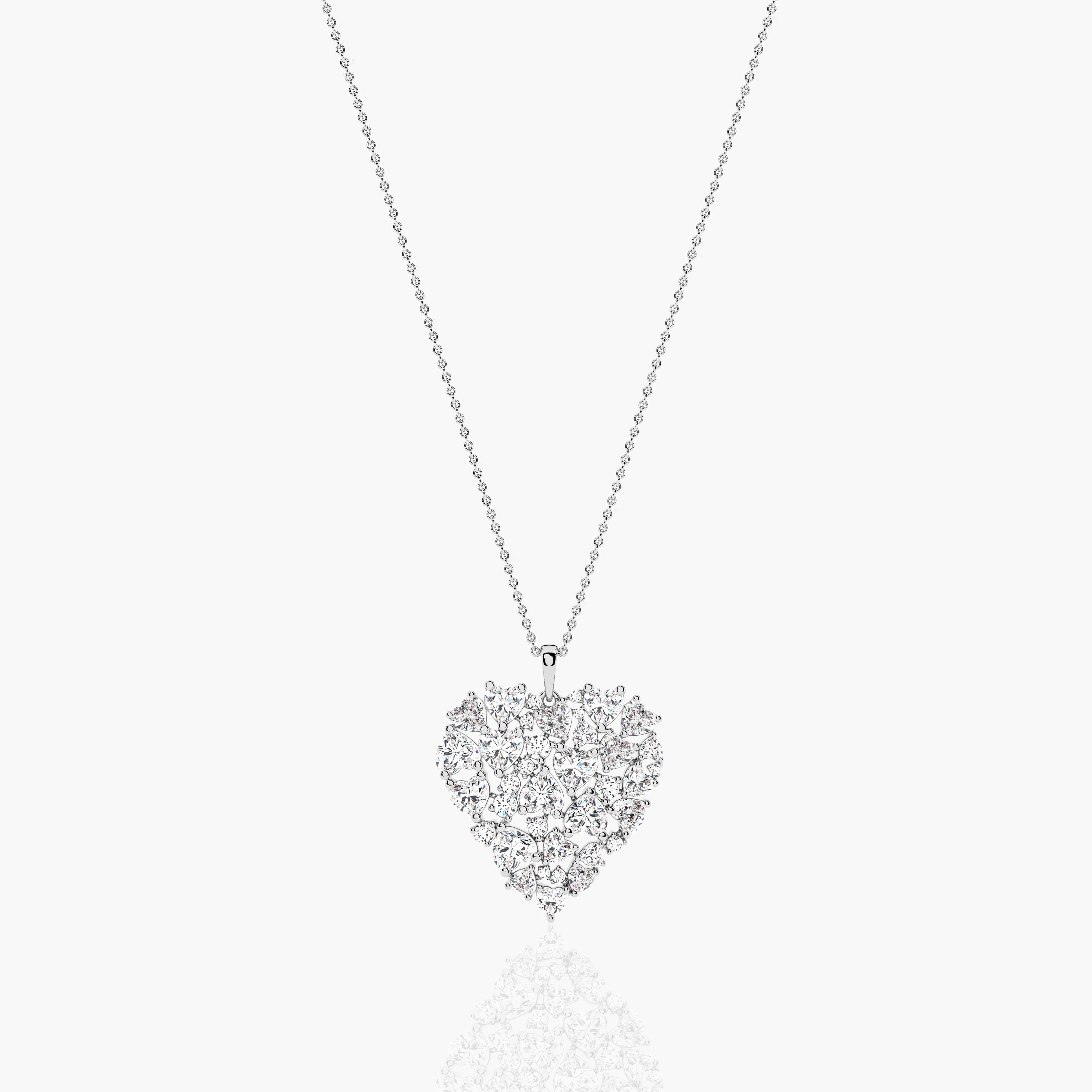 pave diamond heart necklace white gold​