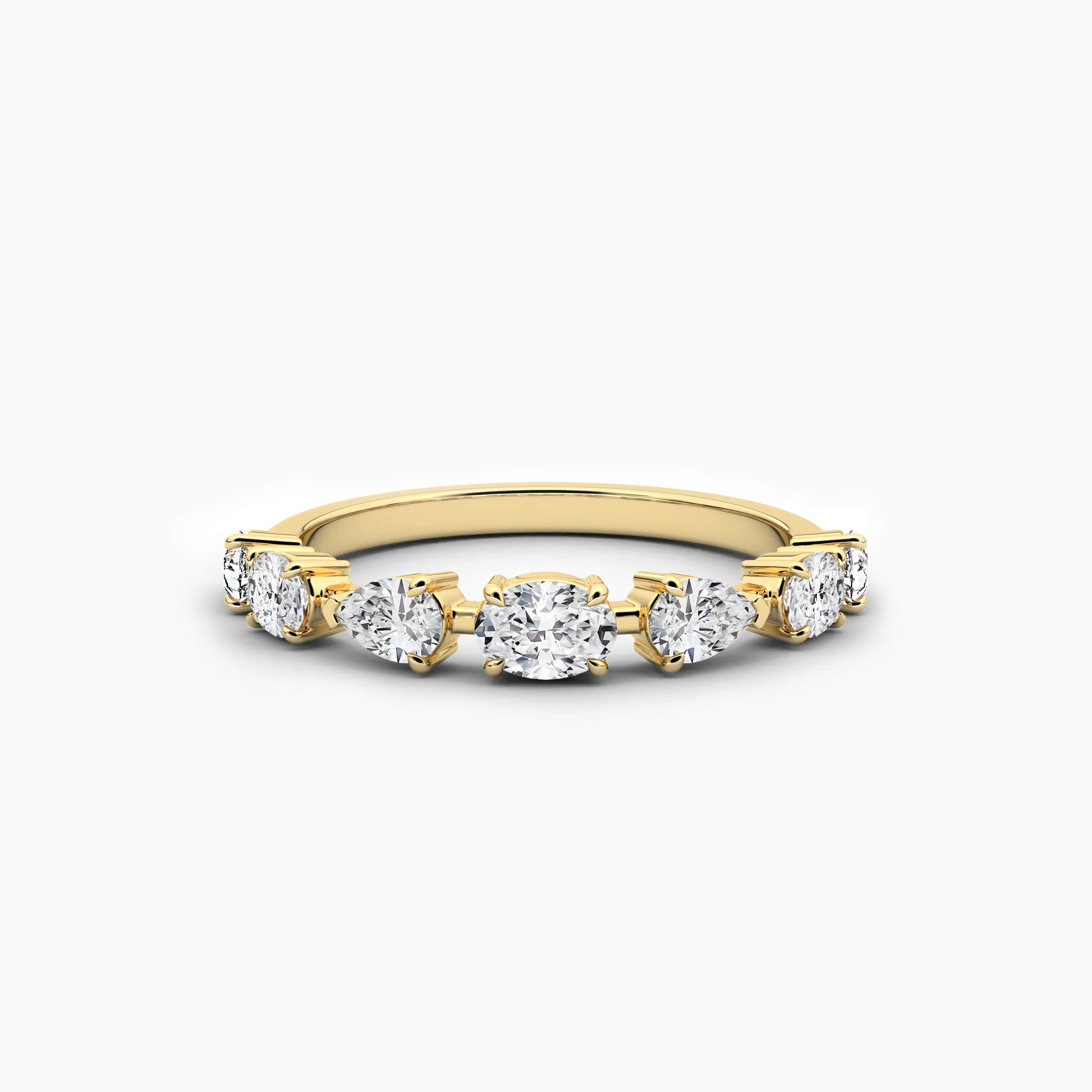 Pear And Oval Shape Cluster Engagement Ring Yellow Gold 