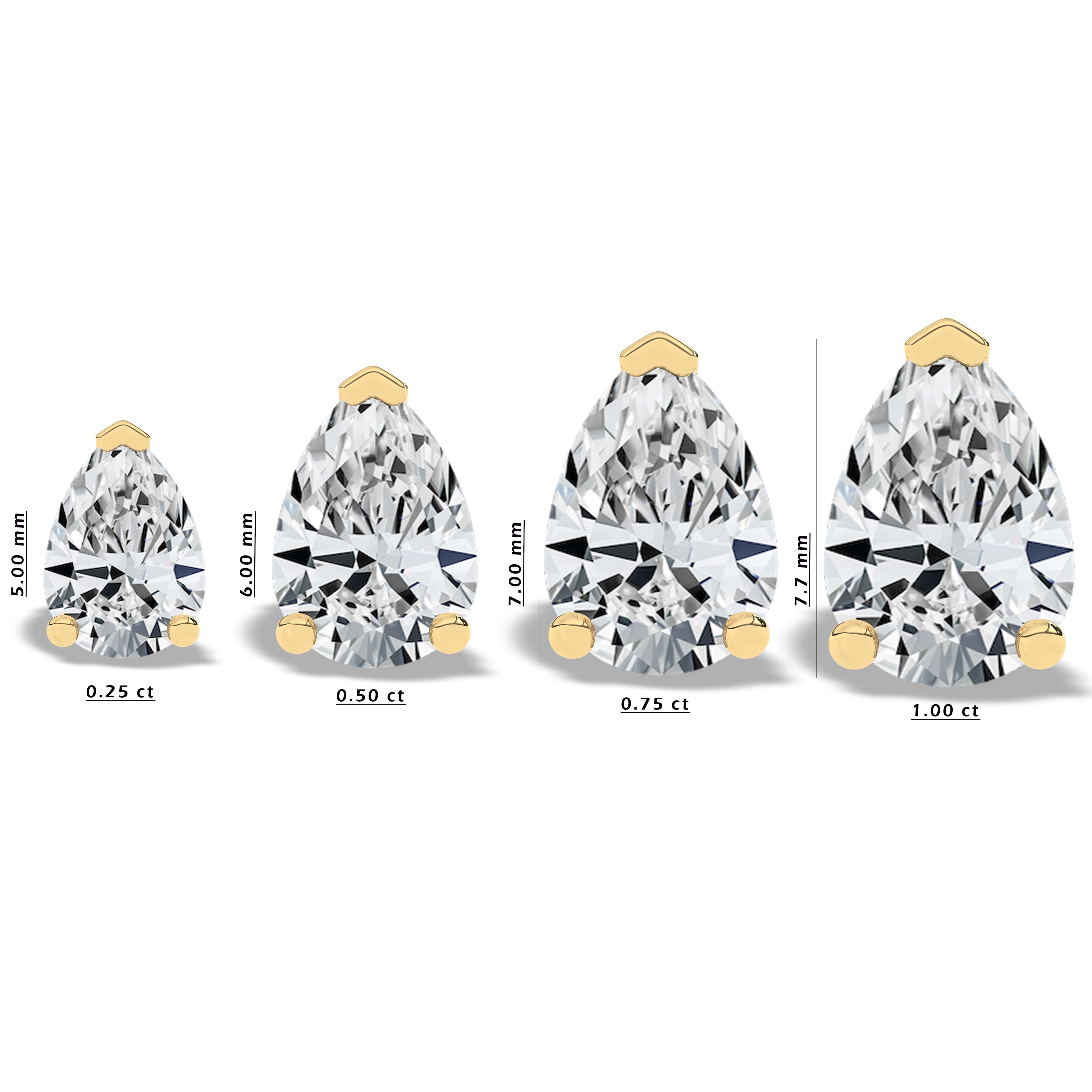 Three-Prong Pear Diamond Stud Earrings