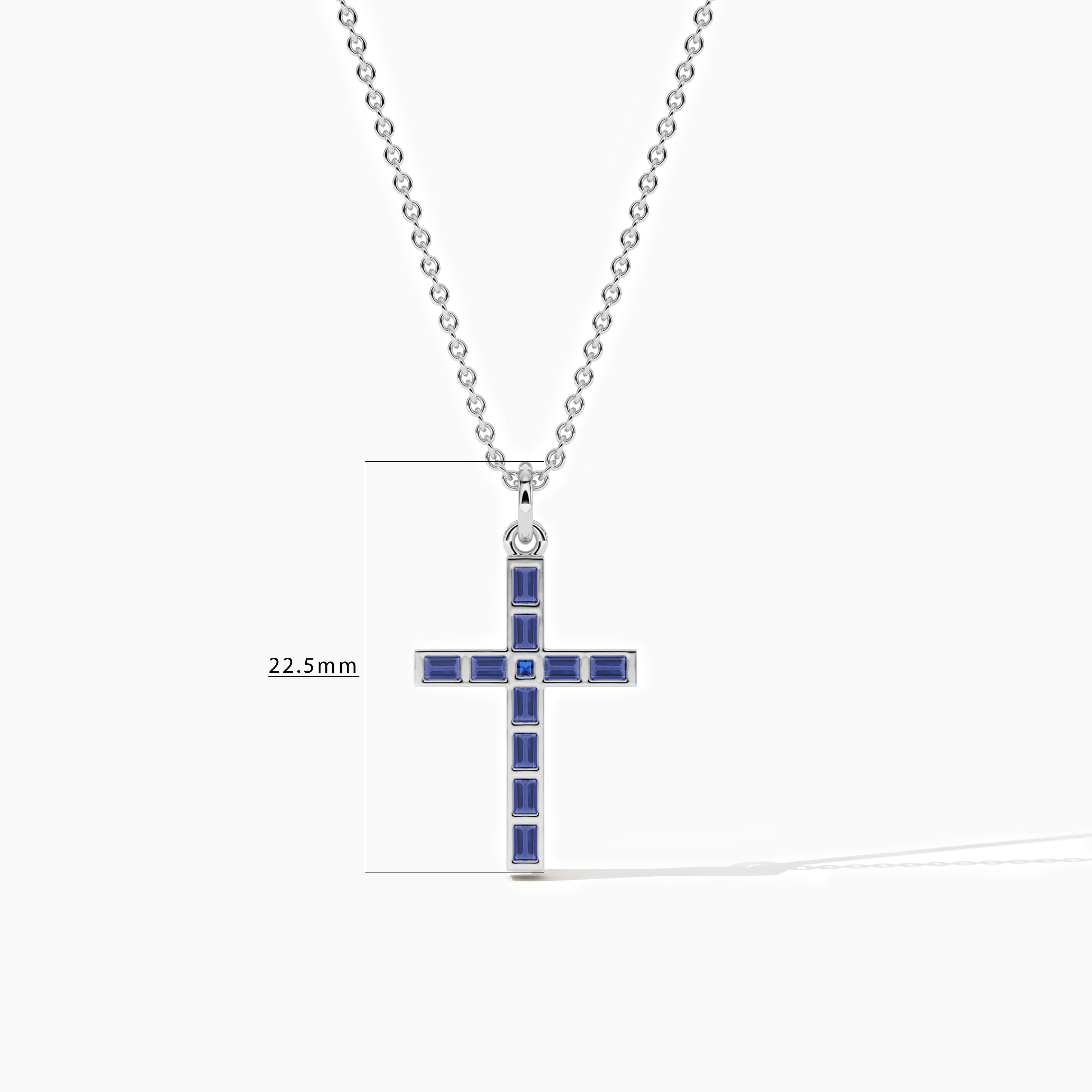 cross necklace pendant with blue sapphire