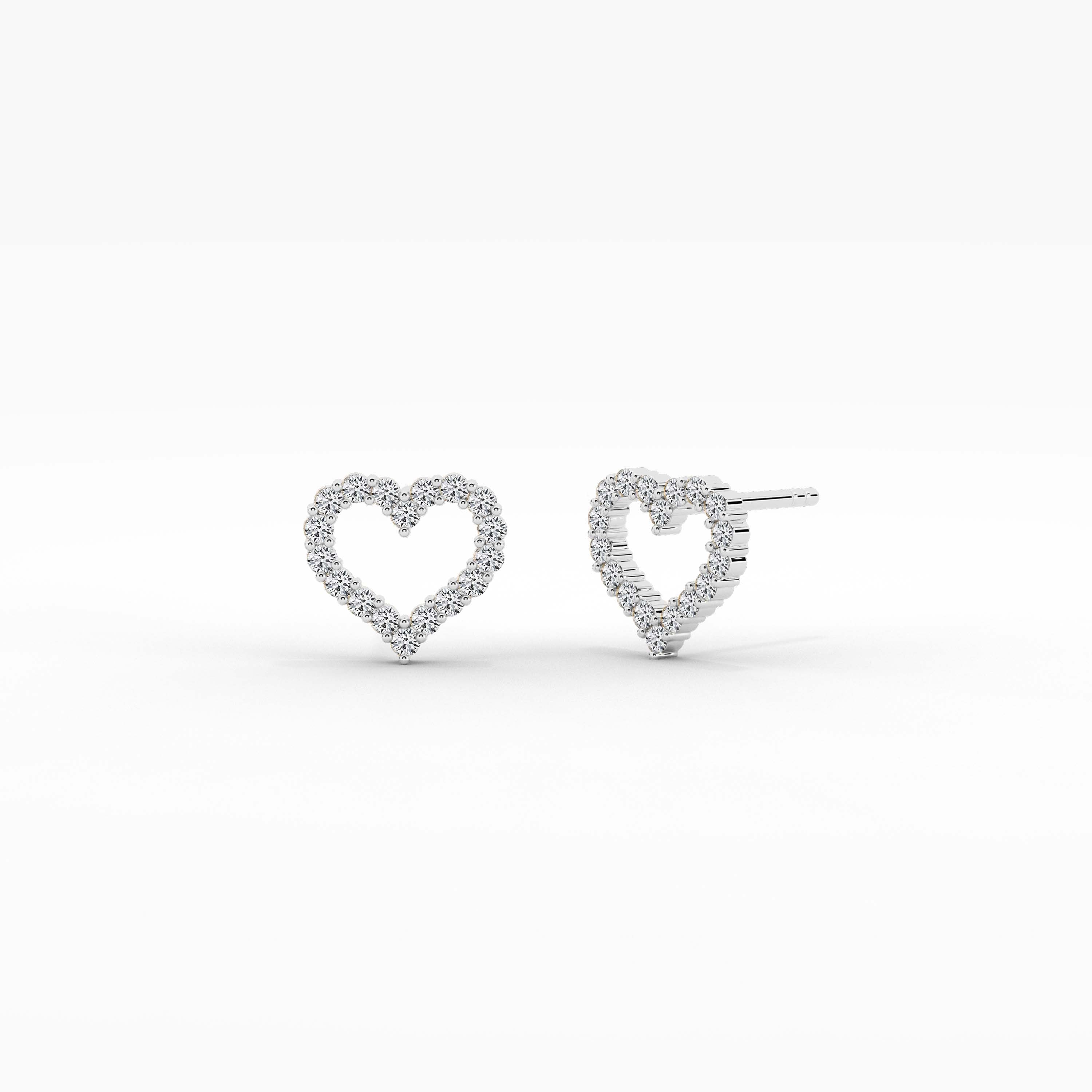 white gold open heart earring