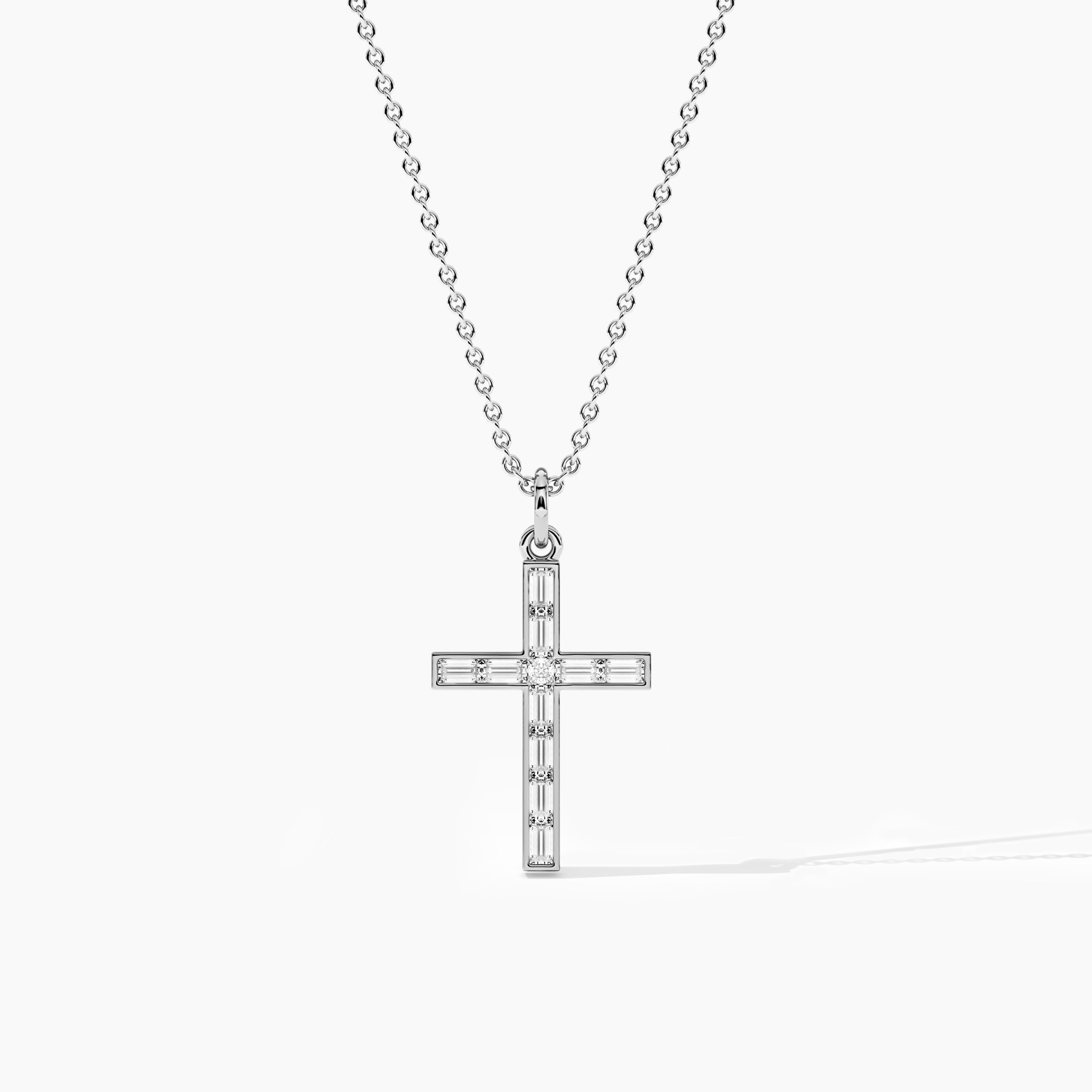 WHITE GOLD DIAMOND CROSS NECKLACE