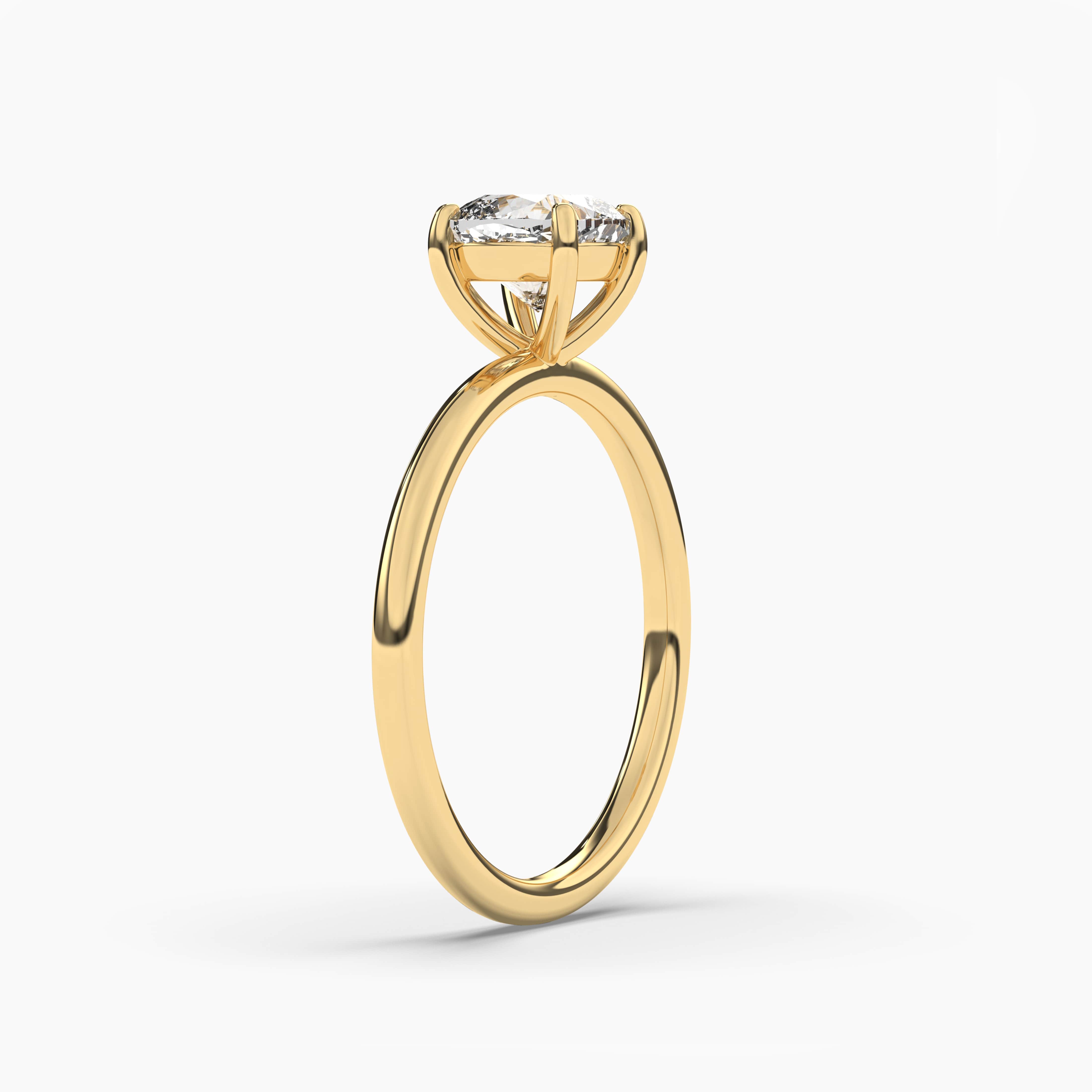 moissanite diamond cushion cut yellow gold ring 