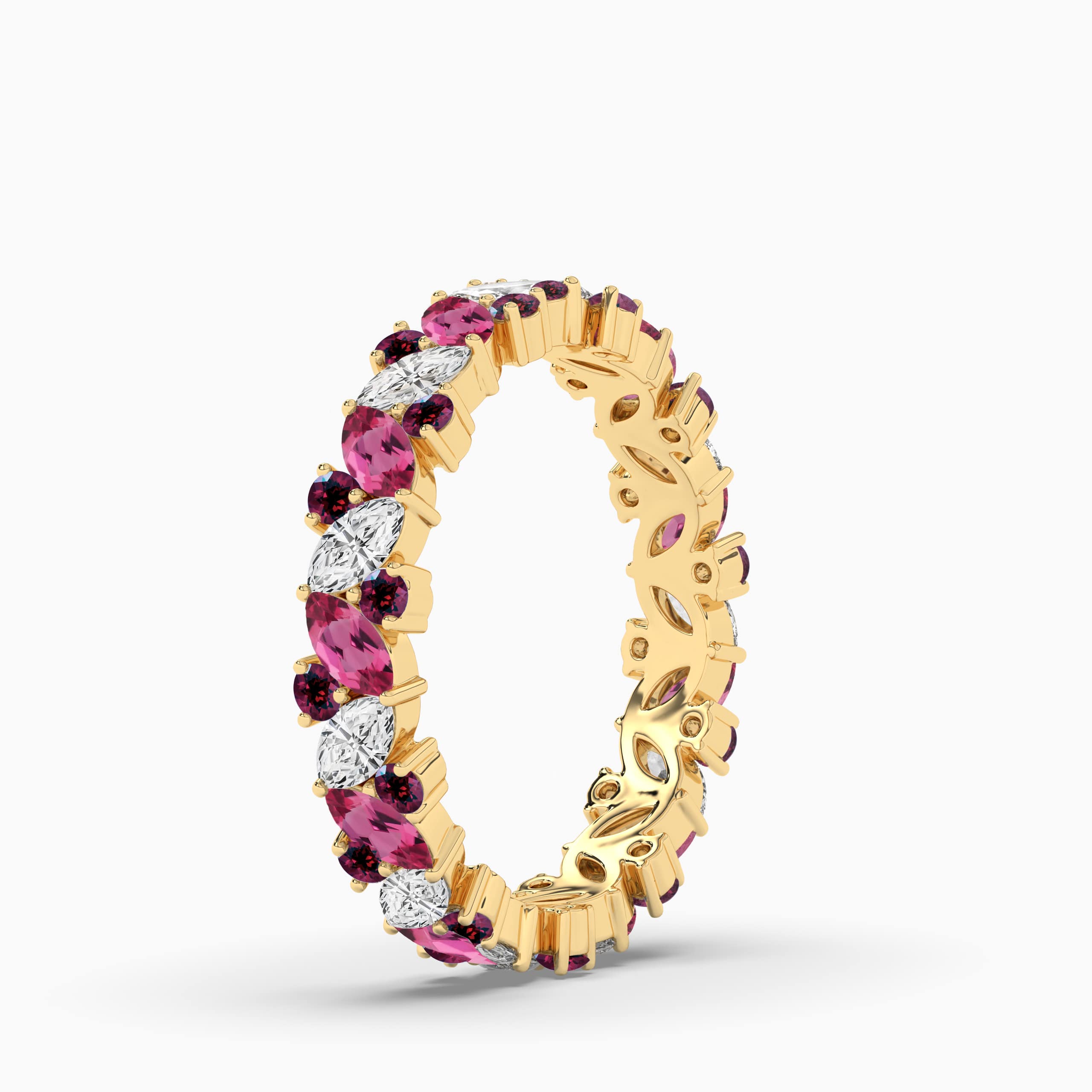 yellow gold eternity wedding band 