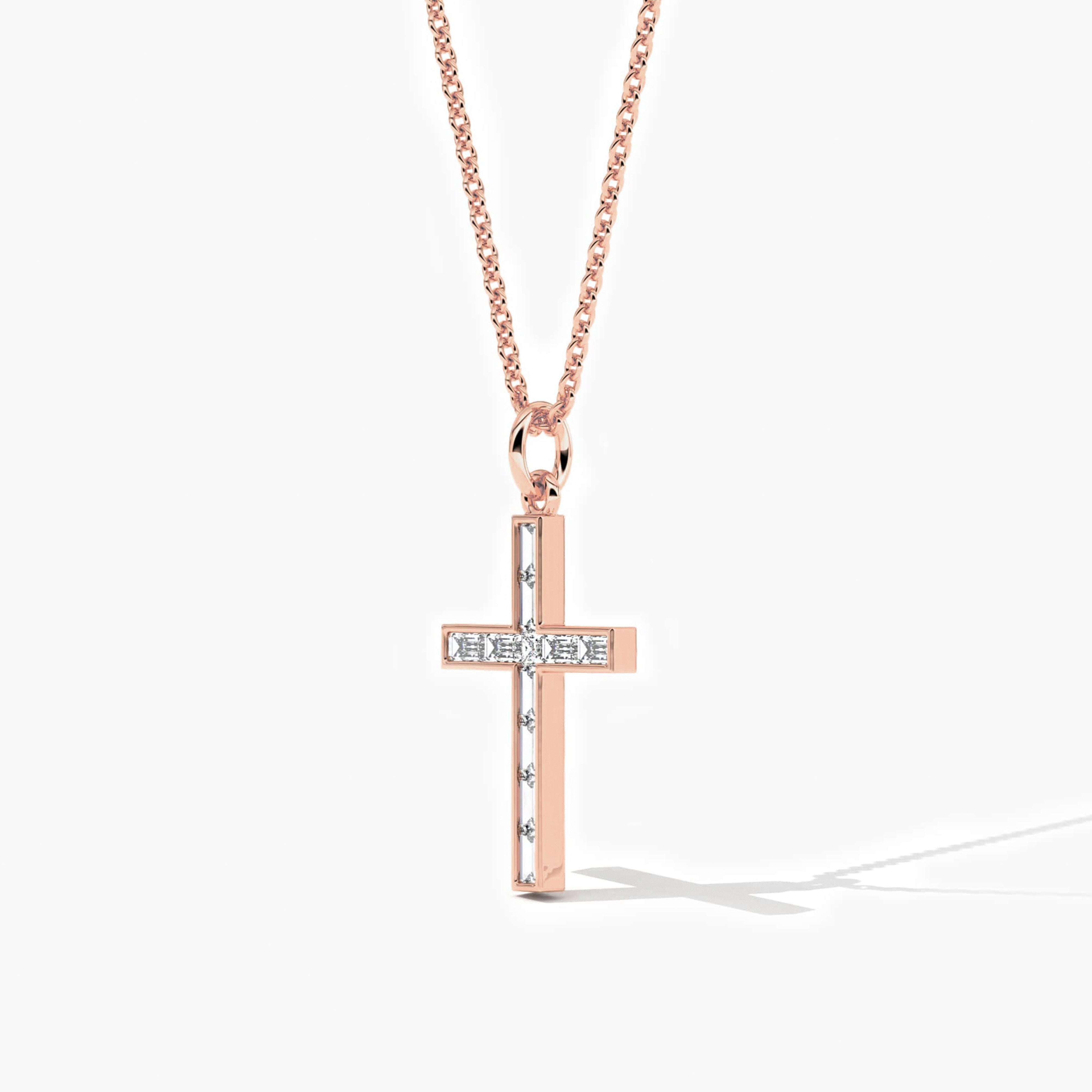 baguette diamond cross necklace for woman 