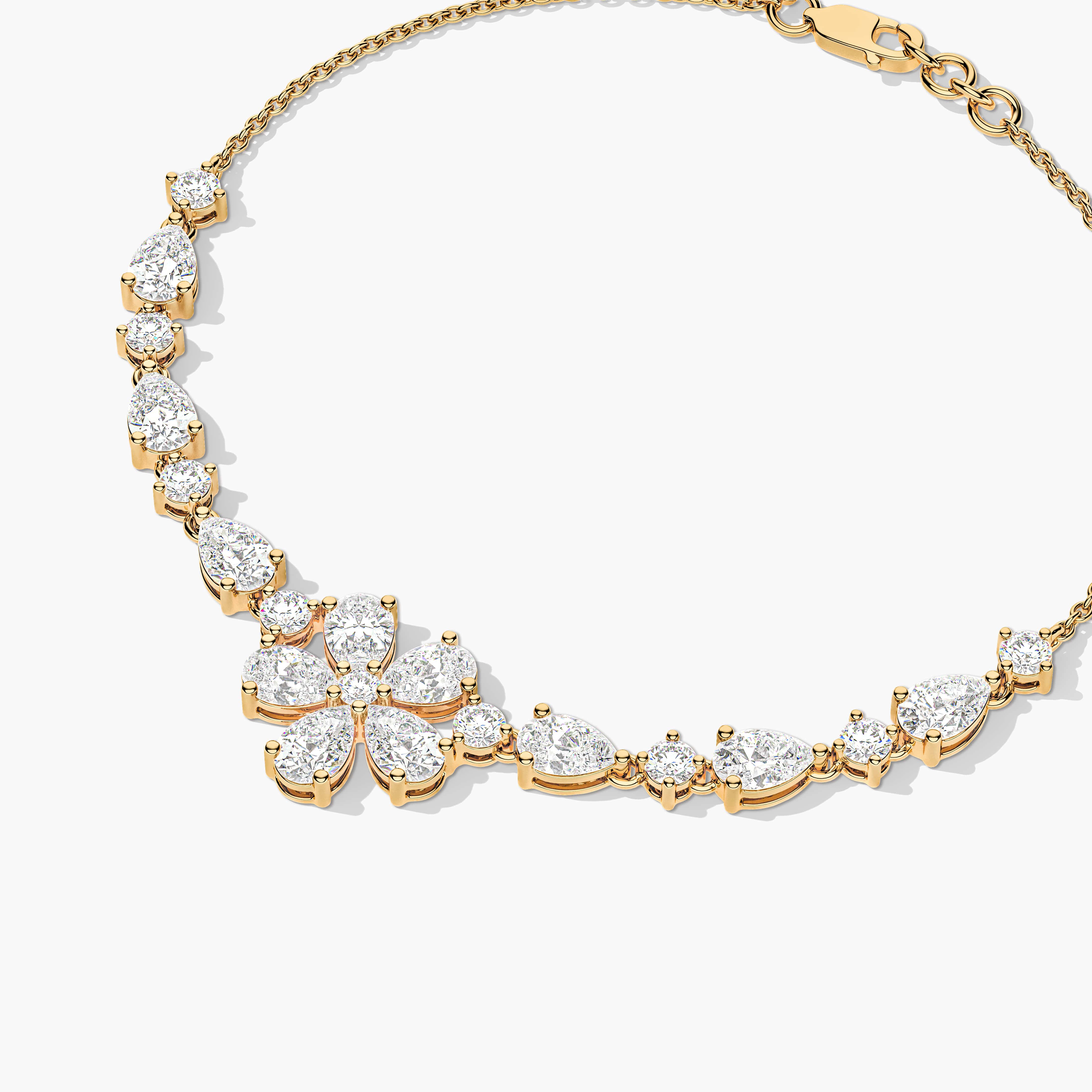 yellow gold diamond flower bracelet 